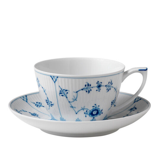 Royal Copenhagen Musselmalt Riflet tekopp med skål 28 cl
