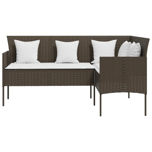 vidaXL Sofa L-formet med puter polyrotting brun