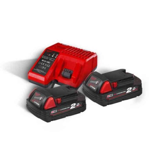 Milwaukee Batterisett M18 NRG-202 18V, 2.0 Ah lader Milwaukee Batterisett M18 NRG-202 18V, 2.0 Ah lader