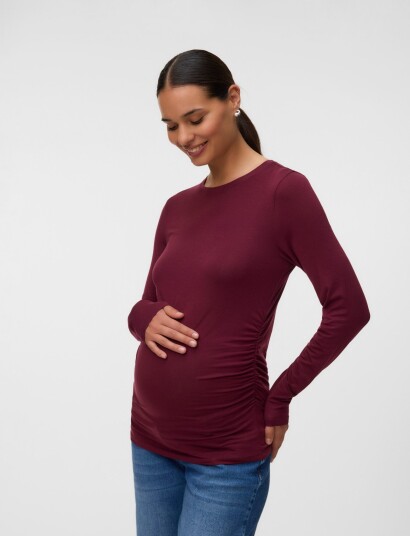 Vero Moda Maternity Vmmava Sarah Ls Top Jrs Noos Burgundy XL