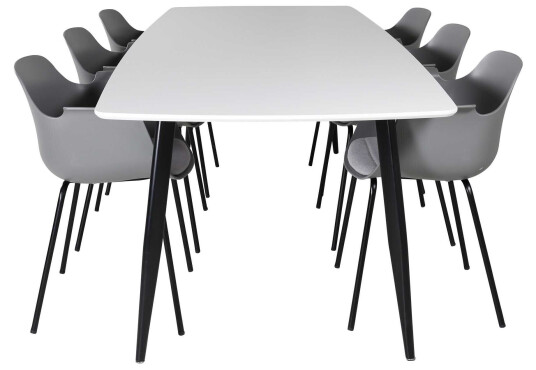 Venture Design Polar & Comfort spisegruppe Hvit/grå 6 st stoler & bord 240 x 100 cm