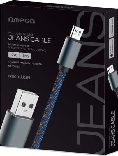 Omega Kabel Microusb Jeans 1M, Blå (44200) Omega Kabel Microusb Jeans 1M, Blå (44200)