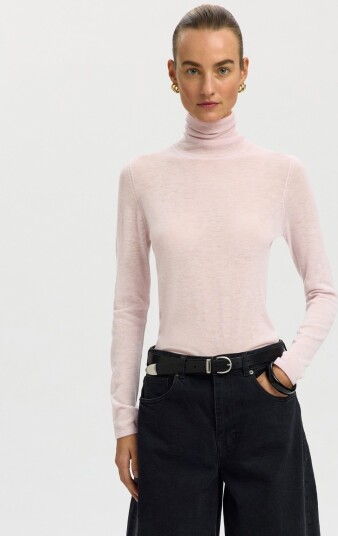Selected Femme Vendy Wool Long Sleeve Knit Roll Neck Rosa S