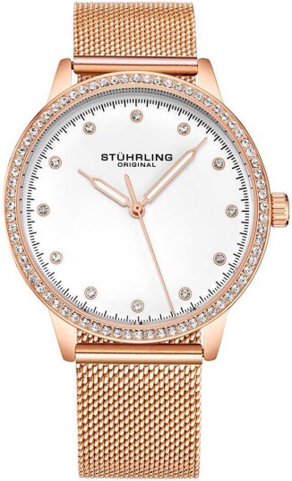 Stührling Original Dameklokke 3904.4 Vogue Hvit/Rose gulltonet stål