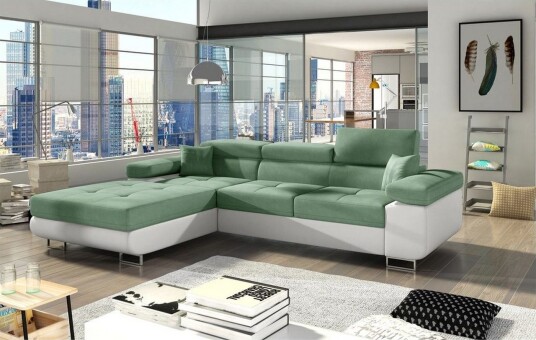 Seksjon Eltap Armando 289x85x203 cm Soro 34 Soft 17 Grønn Hvit Venstre