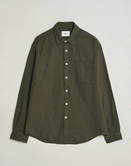 NN07 Dino Brushed Flannel Shirt Dark Army
