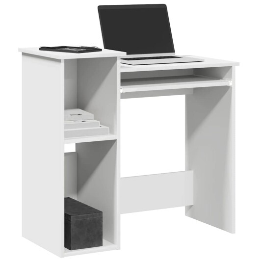 Skrivebord med hyller hvit 84x40x78 cm konstruert tre