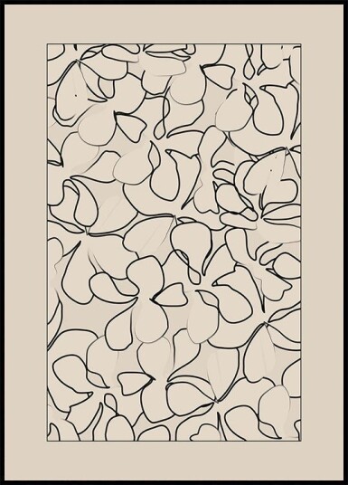 Seamless Pattern of Outlined Flowers Poster Plakat / 100x150cm
