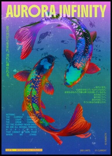 Vibrant Aurora Koi Plakat / 100x150