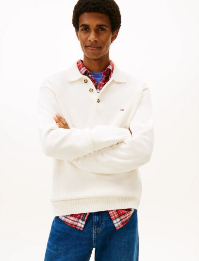 Tommy Jeans Tjm Slim Essential Polo Swtr Ext - White - L