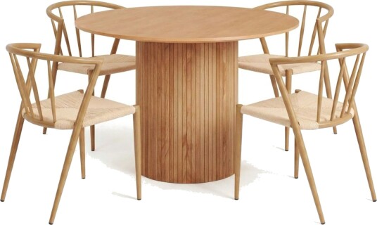 Kopparbo spisegruppe rund 110 cm eik med 4 Winston spisestoler Eik