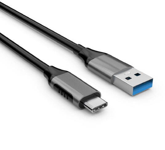 Elivi USB A til C kabel 2 meter Svart/Space Grey, 5gbps/3A