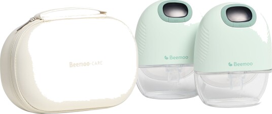 Beemoo CARE Wearable Slim Elektrisk Brystpumpe Dobbel inkl. Oppbevaringsveske Soft Green/White
