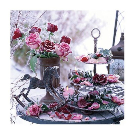 Lunsj serviett med frosne rose motiv fra Ambiente Lunsj serviett med frosne rose motiv fra Ambiente