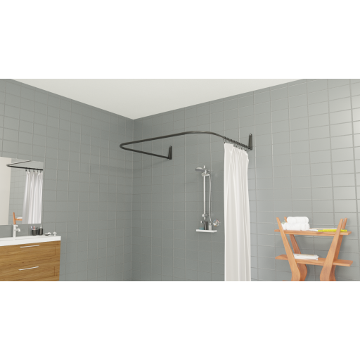 Van Der P Erica2000 dusjforhengstang 85x95x85 cm svart Sort