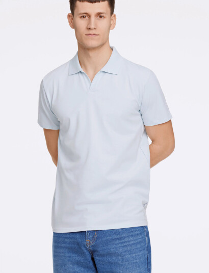 Lindbergh Stretch Polo Shirt S/S - Blue - M Lindbergh Stretch Polo Shirt S/S - Blue - M