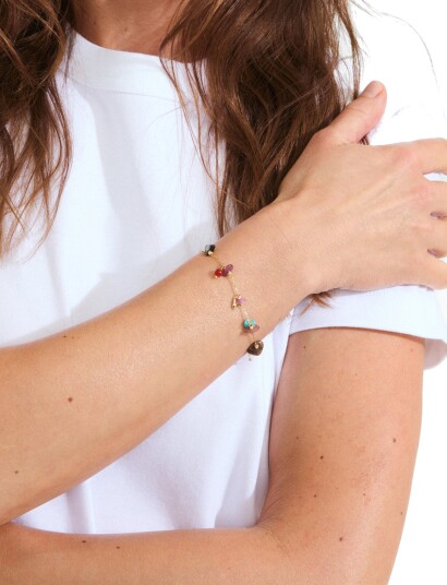 Pilgrim Here Bracelet Gold Plated/Multi Gold ONE SIZE