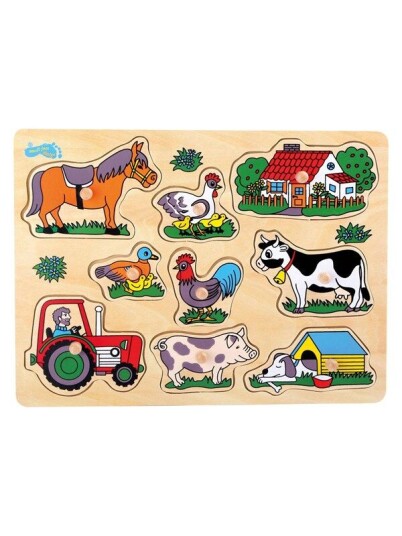 Small Foot Wooden Stud Puzzle Farm 9pcs. Tre Small Foot Wooden Stud Puzzle Farm 9pcs. Tre