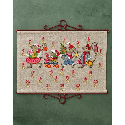 Permin Broderisett Julekalender Musestripe 50x34cm
