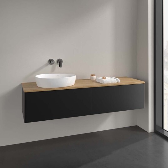 Villeroy & Boch Antao Servantskap med 2 skuffer 160x50x36 cm m/lys Sort Matt/Eik Villeroy & Boch Antao Servantskap med 2 skuffer 160x50x36 cm m/lys Sort Matt/Eik
