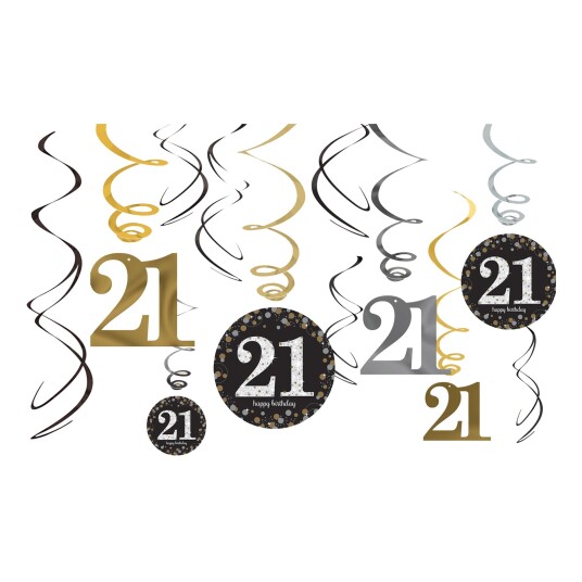 Amscan EU Swirls 21 Sølv/Gull Glitter  12-pakning