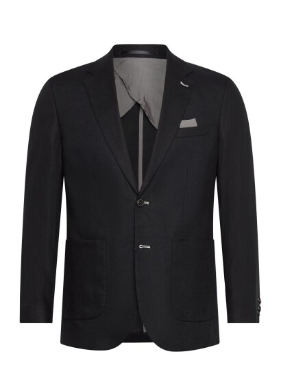 Lindbergh Black Half Lined Linen Blazer   Black   48