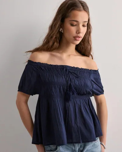 Nelly Blå Tassel Blouse