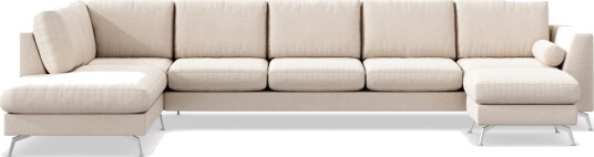 Ocean Lyx 6 seters Venstrevendt U formet Sofa med Divan og Sjeselong + Fotskammel i Stoff Beige Ocean Lyx 6 seters Venstrevendt U formet Sofa med Divan og Sjeselong + Fotskammel i Stoff Beige