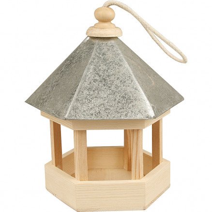 Diverse Fuglematehus med zinktak str 22x18x16,5 cm 1 stk furu