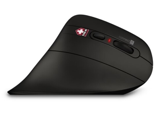 Connect It Verti Trimode, Høyre Hendt, Vertikalt Design, Optisk, Bluetooth + Usb Type-A, 2400 Dpi, Sort