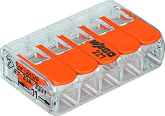 Wago Koblingsklemme 221-415 5-Leder Transparent 5stk Wago Koblingsklemme 221-415 5-Leder Transparent 5stk