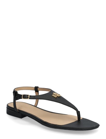 Lauren Ralph Lauren Everley Ii Crosshatch Leather Sandal Black 41