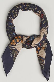 Drake's Unicorn Garden Wool/Silk Scarf Navy
