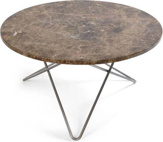 Ox Denmarq - O Table Stainless Steel Frame Top: Brown Marble Sofabord Dennis Marquart Brun Metall/stein