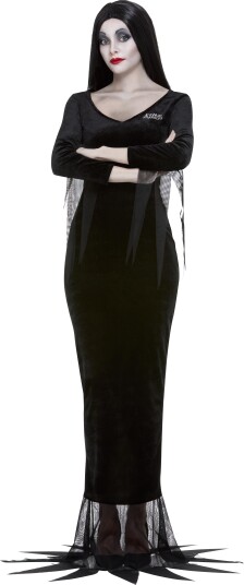 Lisensiert Addams Family Morticia Kostyme med Parykk M