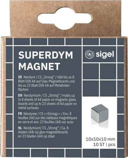 Sigel Ba193 Cube Neodym Sølv Matte 10 Mm 10 Mm
