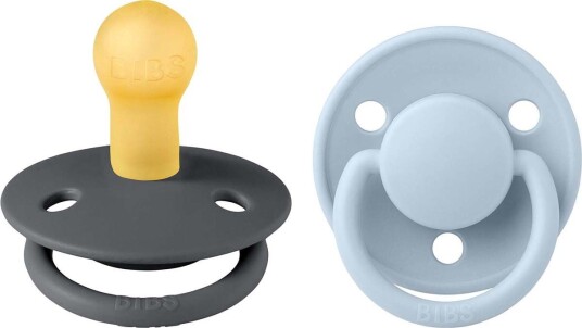 BIBS Smokk De Lux 2 pack Lateks Størrelse 1 Iron/Baby Blue
