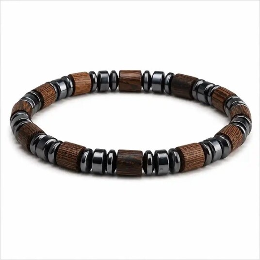 Tre & Hæmatit herrearmband