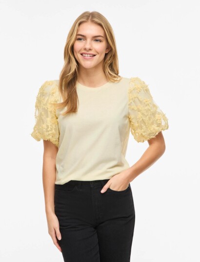 Vila Vionesca O Neck S/S Top Yellow L