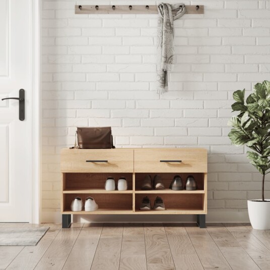 vidaXL Skoskap sonoma eik 102x35x55 cm konstruert tre