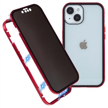 iPhone 15 Plus Magnetisk Deksel med Personvernherdet Glass Röd