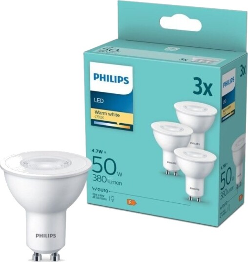 Philips LED-pære GU10 380 lm 3-pk.