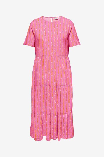 Only Carmakoma Kjole carMarrakesh Life SS Midi Dress Rosa Only Carmakoma Kjole carMarrakesh Life SS Midi Dress Rosa