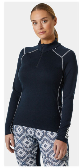 Helly Hansen Dame Lifa Merino Mellomvekt 1/2 Glidel?s Basislag marineblå XL Bl?XL