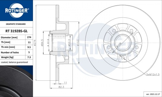 Bremseskive ROTINGER RT 3192BS-GL