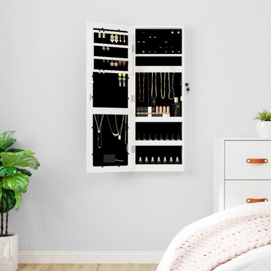 Speilskap med LED-lys veggmontert hvit Speilskap med LED-lys veggmontert hvit