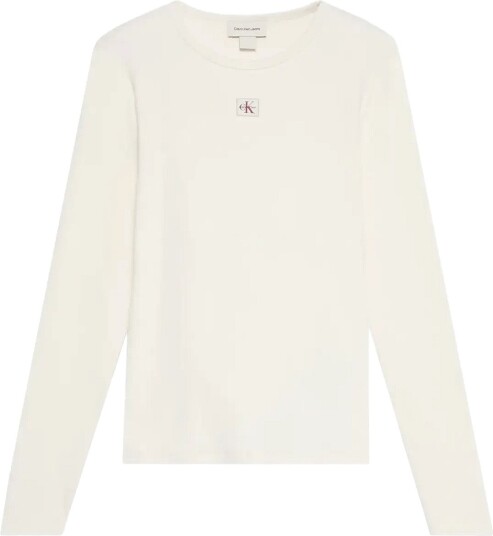 Calvin Klein Jeans Ls Woven Label Sensual Detail To Cream XS