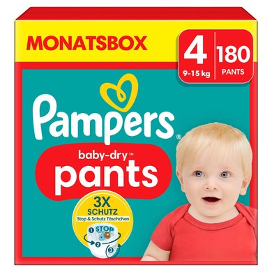 Pampers Baby-Dry Pants, størrelse 4 Maxi, 9-15 kg, månedsboks (1 x 180 bleier)