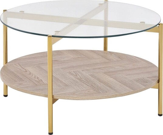 Soffbord Beliani Lovell Guld/ljust trä GOLD\|\|Light wood -