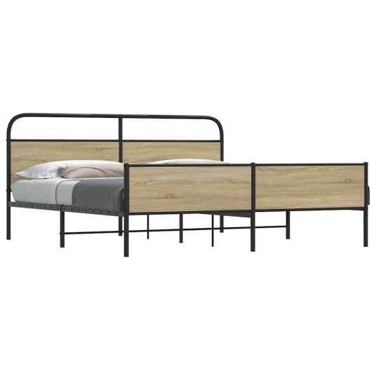 Sengeramme i metall uten madrass røkt eik 183x213 cm 8721158549488